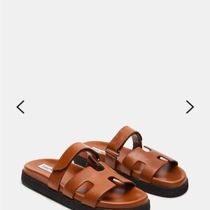 Steve Madden Brown Leather Slide Sandals